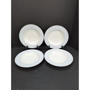 Germany Flirt by R&B Decor Happy Day Blue Rimmed Soup Bowls 8 1/2" Set of 4